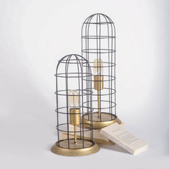 Carkner Gunmetal Gray Cylindrical Metal Cage Table Lamp - Ornate Home