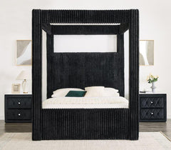 Carla Black Velvet Queen Canopy Bed - Ornate Home