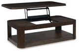 Carlibrie Warm Brown Lift Top Cocktail Table (Online Special Price) - Ornate Home