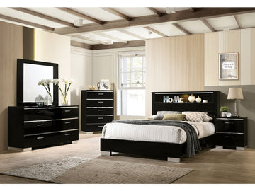 Carlie Black/Chrome 4 Pc. Queen Bedroom Set - Ornate Home