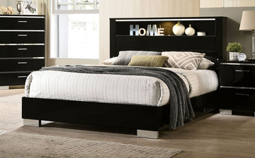 Carlie Black/Chrome 4 Pc. Queen Bedroom Set - Ornate Home