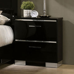 Carlie Black/Chrome 5 Pc. Queen Bedroom Set w/ Night Stand - Ornate Home