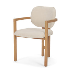 Carlisle Cream/Brown Curved Back Dining Arm Chair - Ornate Home