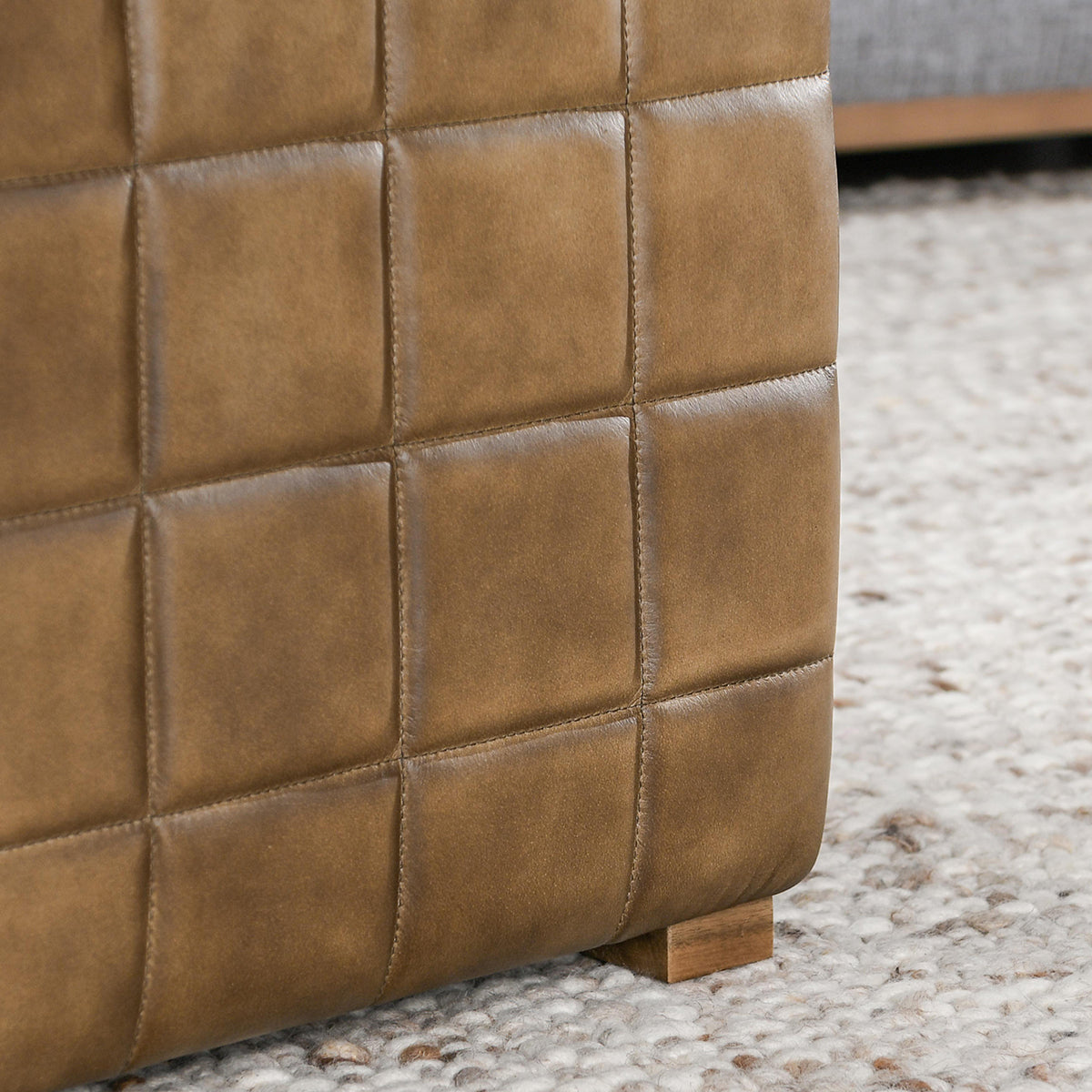 Carlo Antique Brown Leather Square Ottoman - Ornate Home