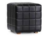 Carlo Black Leather Square Ottoman - Ornate Home
