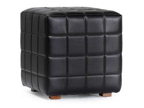 Carlo Black Leather Square Ottoman - Ornate Home