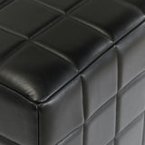 Carlo Black Leather Square Ottoman - Ornate Home