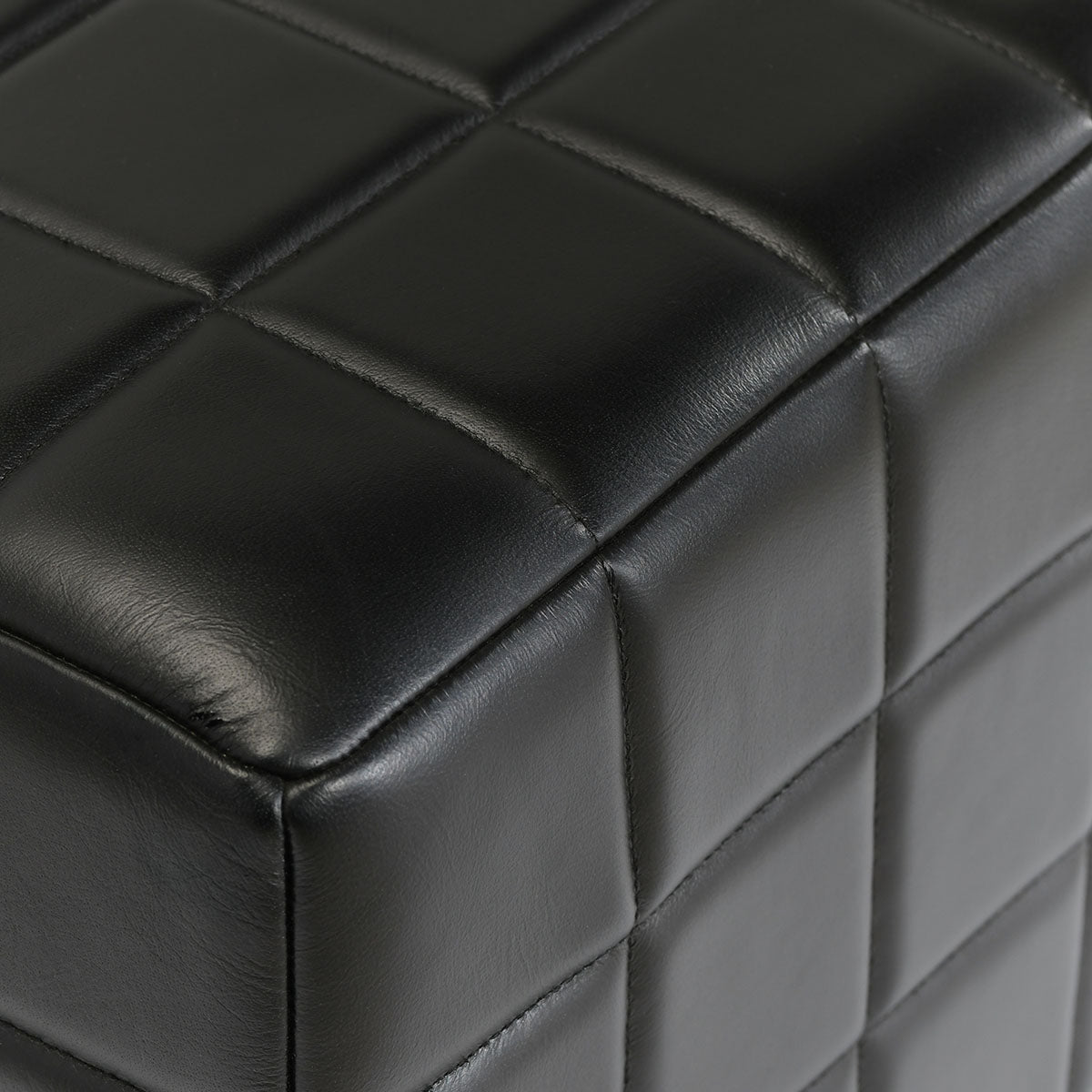 Carlo Black Leather Square Ottoman - Ornate Home