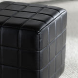 Carlo Black Leather Square Ottoman - Ornate Home