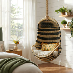Carlo Natural Two-Tone Woven Natural Rattan Hanging Chair