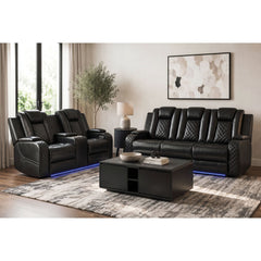 Carlo Pebble Black 2-Piece Living Room Set