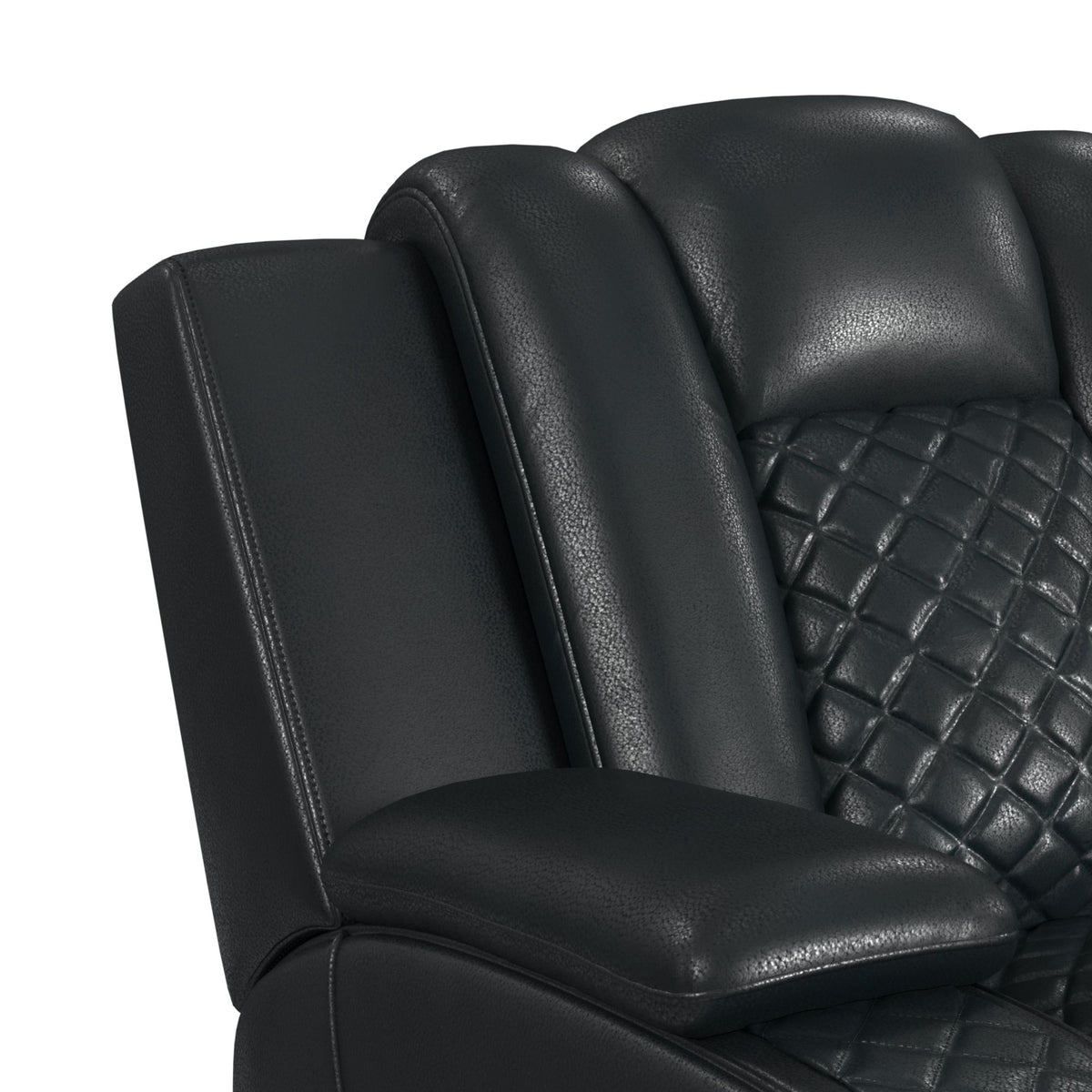 Carlo Pebble Black Power Motion Loveseat with Power Headrest, Console and LED - Ornate Home