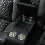 Carlo Pebble Black Power Motion Loveseat with Power Headrest, Console and LED - Ornate Home