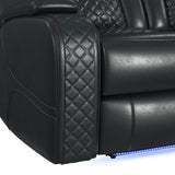 Carlo Pebble Black Power Motion Loveseat with Power Headrest, Console and LED - Ornate Home