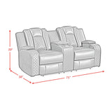 Carlo Pebble Black Power Motion Loveseat with Power Headrest, Console and LED - Ornate Home