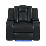 Carlo Pebble Black Power Motion Recliner with Power Headrest, LED - Ornate Home