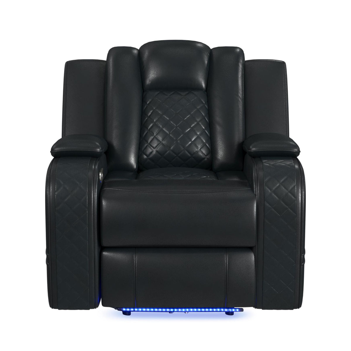 Carlo Pebble Black Power Motion Recliner with Power Headrest, LED - Ornate Home