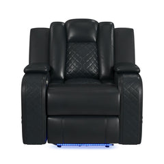 Carlo Pebble Black Power Motion Recliner with Power Headrest, LED - Ornate Home