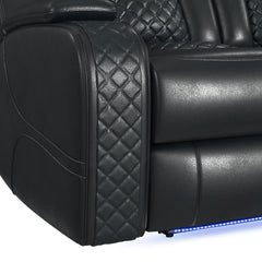 Carlo Pebble Black Power Motion Recliner with Power Headrest, LED - Ornate Home