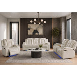 Carlo Pebble Oyster Power Motion Recliner with Power Headrest, LED - Ornate Home