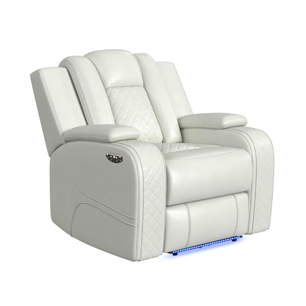Carlo Pebble Oyster Power Motion Recliner with Power Headrest, LED - Ornate Home