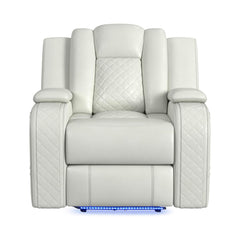 Carlo Pebble Oyster Power Motion Recliner with Power Headrest, LED - Ornate Home