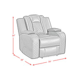 Carlo Pebble Oyster Power Motion Recliner with Power Headrest, LED - Ornate Home