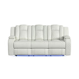Carlo Pebble Oyster Power Motion Sofa with Power Headrest, Dropdown Table, Power Strip, LED and Reading Light - Ornate Home