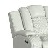 Carlo Pebble Oyster Power Motion Sofa with Power Headrest, Dropdown Table, Power Strip, LED and Reading Light - Ornate Home