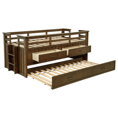 Carlsbad Medium Brown Wood Twin Captains Bed With Trundle - Ornate Home