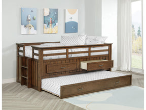 Carlsbad Medium Brown Wood Twin Captains Bed With Trundle - Ornate Home