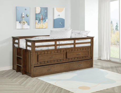 Carlsbad Medium Brown Wood Twin Captains Bed With Trundle - Ornate Home