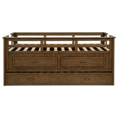Carlsbad Medium Brown Wood Twin Captains Bed With Trundle - Ornate Home
