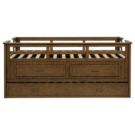 Carlsbad Medium Brown Wood Twin Captains Bed With Trundle - Ornate Home