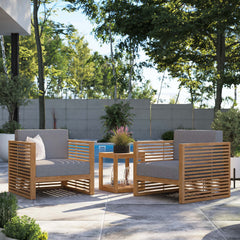 Carlsbad Natural/Gray 3-Piece Teak Wood Outdoor Patio Set - 50.5x66" - Ornate Home
