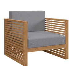 Carlsbad Natural/Gray 3-Piece Teak Wood Outdoor Patio Set - 64.5x95" - Ornate Home