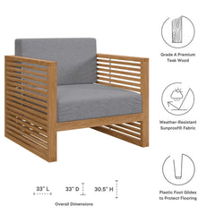 Carlsbad Natural/Gray 3-Piece Teak Wood Outdoor Patio Set - 64.5x95" - Ornate Home