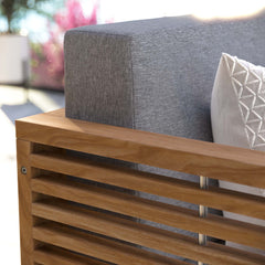 Carlsbad Natural/Gray Teak Wood Outdoor Patio Loveseat - Ornate Home