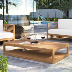 Carlsbad Natural Teak Wood Outdoor Patio Coffee Table - Ornate Home