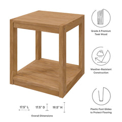 Carlsbad Natural Teak Wood Outdoor Patio Side Table - Ornate Home
