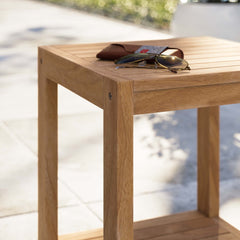 Carlsbad Natural Teak Wood Outdoor Patio Side Table - Ornate Home
