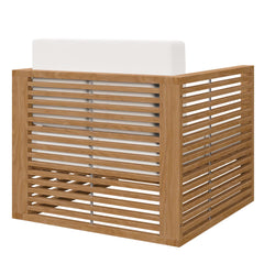Carlsbad Natural/White 3-Piece Teak Wood Outdoor Patio Set - 50.5x66" - Ornate Home