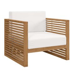 Carlsbad Natural/White 6-Piece Teak Wood Outdoor Patio Set - Ornate Home