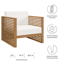 Carlsbad Natural/White 6-Piece Teak Wood Outdoor Patio Set - Ornate Home