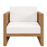 Carlsbad Natural/White Teak Wood Outdoor Patio Armchair - Ornate Home