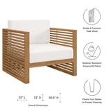 Carlsbad Natural/White Teak Wood Outdoor Patio Armchair - Ornate Home