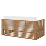Carlsbad Natural/White Teak Wood Outdoor Patio Loveseat - Ornate Home