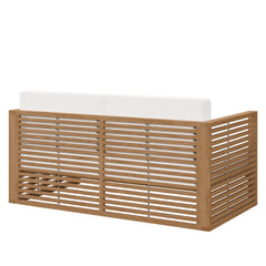 Carlsbad Natural/White Teak Wood Outdoor Patio Loveseat - Ornate Home