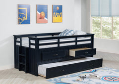 Carlsbad Navy Blue Wood Twin Captains Bed With Trundle - Ornate Home