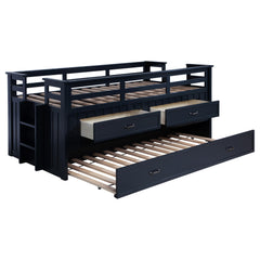 Carlsbad Navy Blue Wood Twin Captains Bed With Trundle - Ornate Home